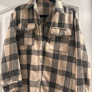 Plaid Button-Up Shirt Jacket
